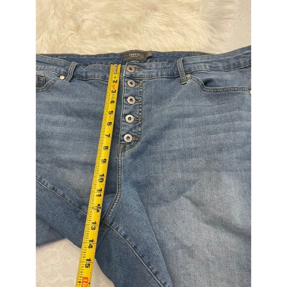 TORRID Cut Off  Blue Jean Shorts Button Fly Size 24 Stretch - Picture 7 of 9
